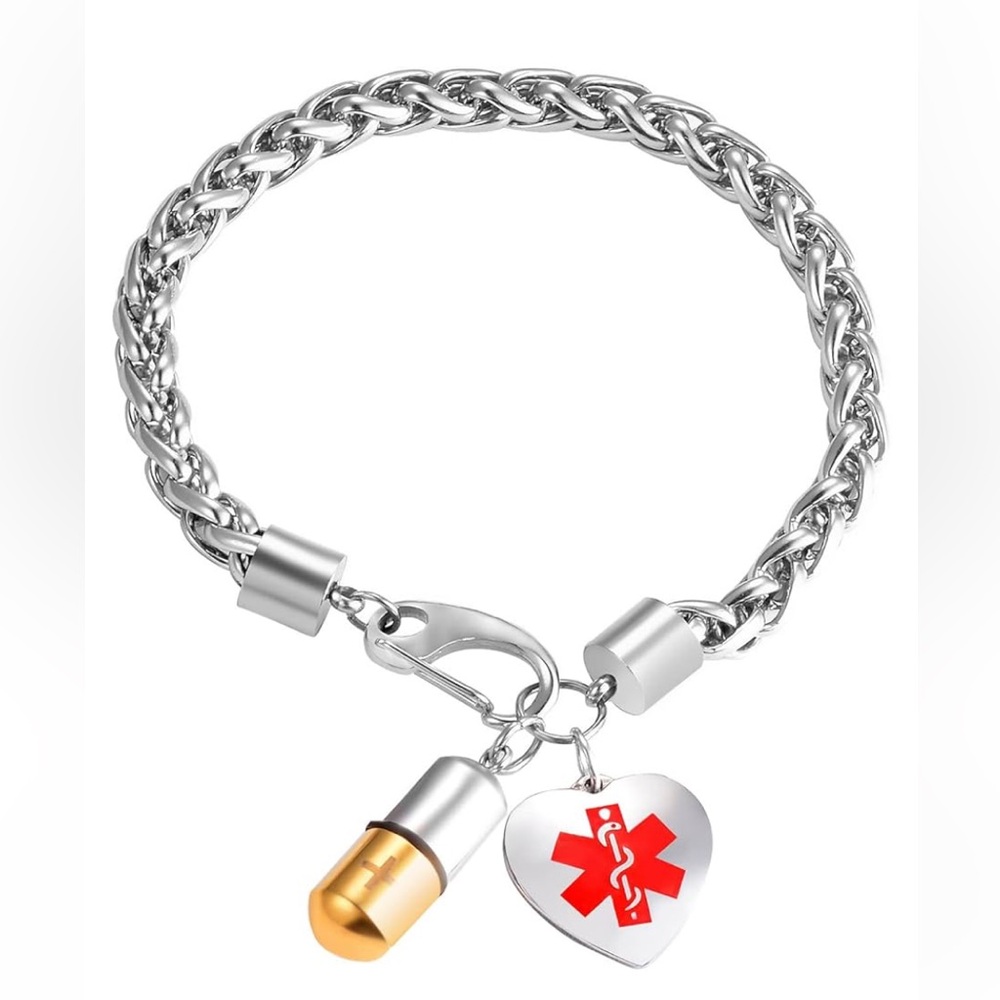 Silver and Gold Medical Alert Bracelet for Men NIB